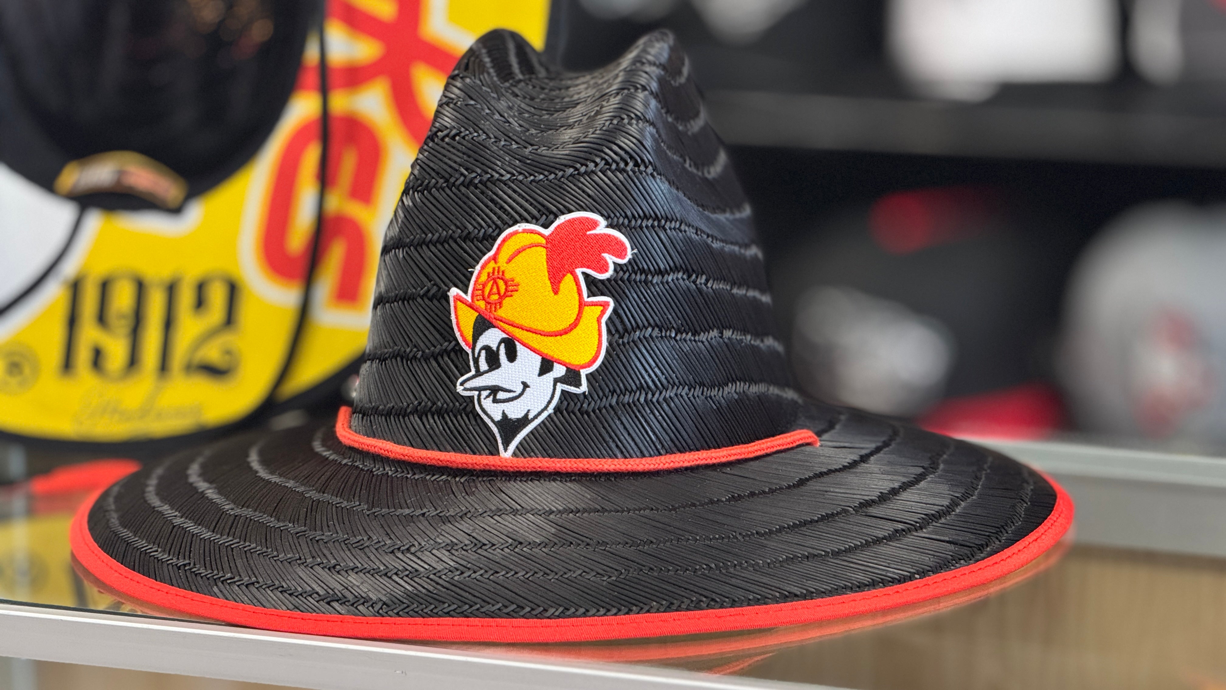 BLACK WITH RED TRIM DUKES STRAW HAT