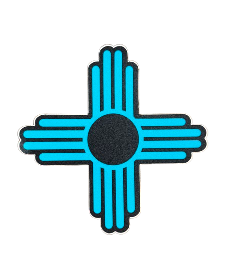 Turquoise &amp; Black Zia – 4” Die-Cut Sticker